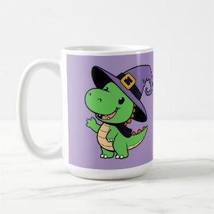Caneca De Café fofo dino bruxa de desenho animado halloween