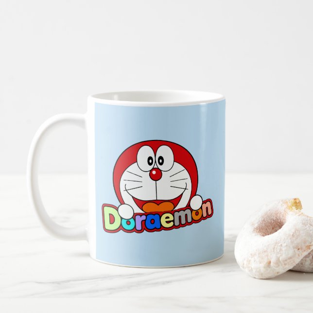 Caneca De Café Fofo Doraemon Kawaii Anime (Com Donut)