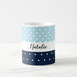 Caneca De Café Fofo Monograma Azul-Marinho Moderno