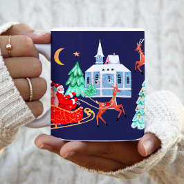 Caneca De Café Fofo Papai Noel Natal Vila Nórdica Vintage