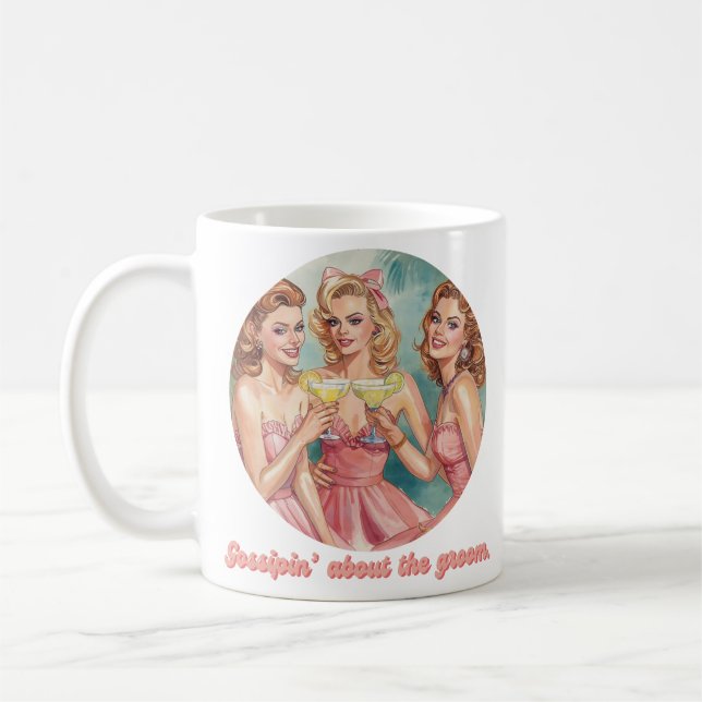 Caneca De Café Fofocando Sobre as Damas de Honde Retro (Esquerda)