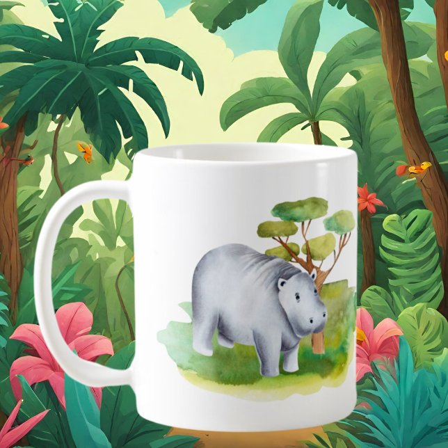 Caneca De Café fofofofo hippo-dama adiciona texto (Criador carregado)