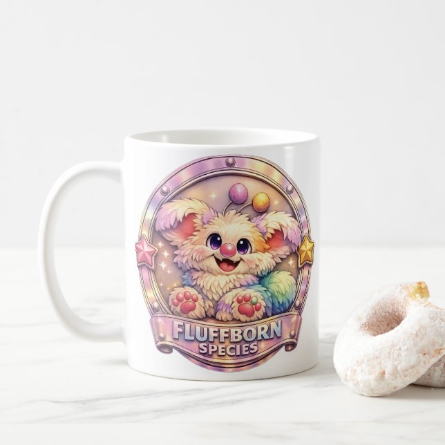 Caneca De Café Fofos e Difusos - Espécies Fluffborn (Com Donut)