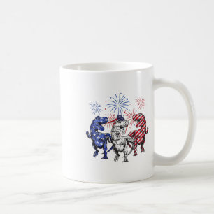 Caneca De Café Fogo De Dinossauro Vermelho Azul T Rex 4 De Julho