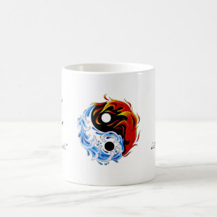 Caneca De Café Fogo legal Yin Yang da água do símbolo do tatuag