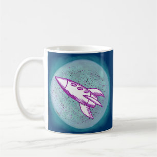 Caneca De Café Foguete da Lua Roxa