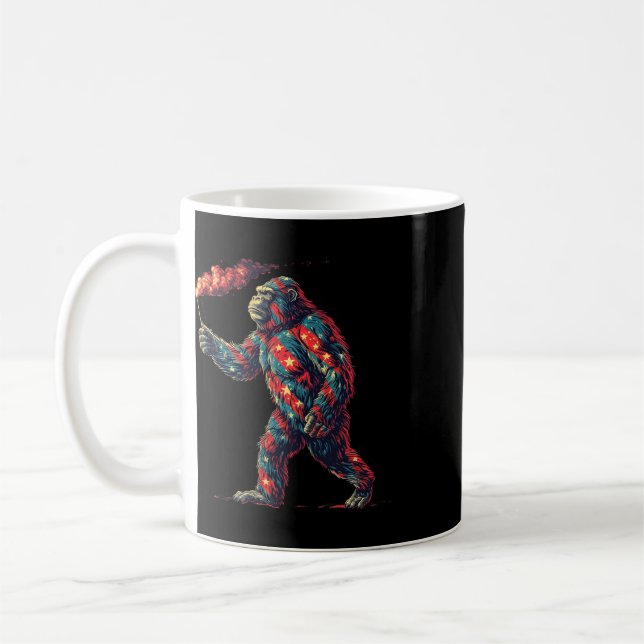 Caneca De Café Foguetes Bigfoot 4 De Julho Homens Sasquatch Ameri (Esquerda)