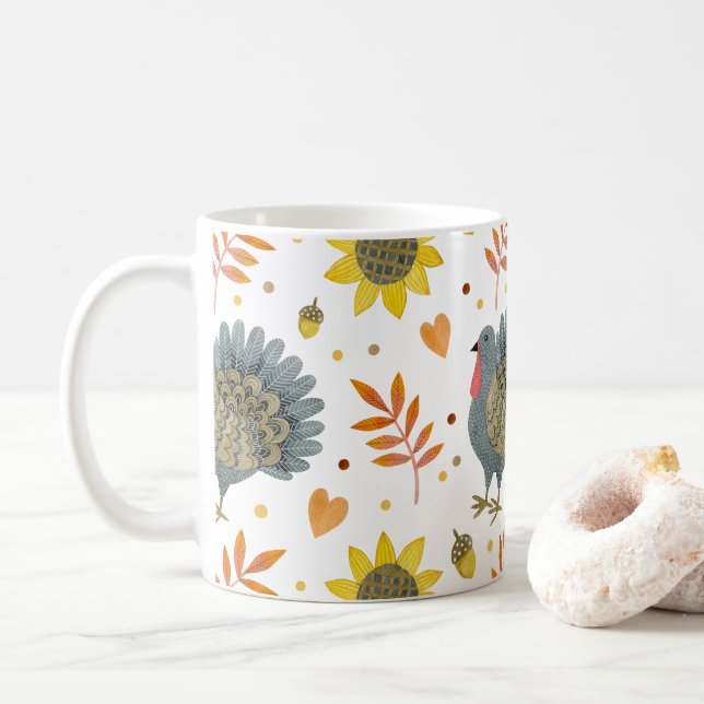 Caneca De Café FolArt Turkeys Café Mug (Com Donut)