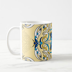 Caneca De Café Folchwork Arabic Floral Textura Vintage