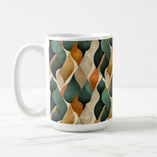 Caneca De Café Folha Abstrata Vintage Cozinha Tom Terra Retro
