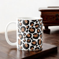 Folha branca e dourada Chita - Padrão-Leopardo