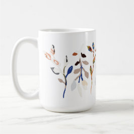 Caneca De Café Folha branca Elegante Aquarela Floral