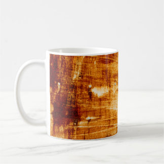 Caneca De Café Folha de aço ferrugem, fundo texturizado.