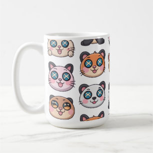 Caneca De Café Folha de Adesivos de Animais Fofos Personagens de