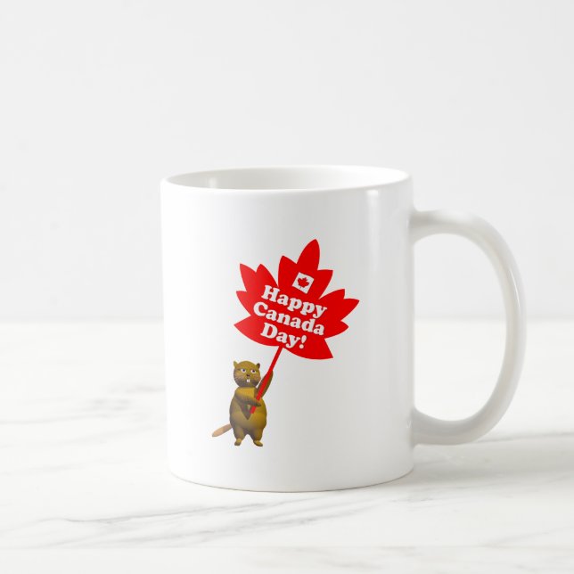 Caneca De Café Folha de castor e de mapeamento do dia do Canadá (Direita)
