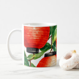 Caneca De Café Folha de Lanterna Japonesa Vermelha