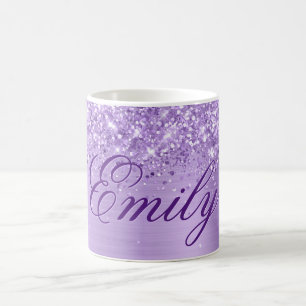 Caneca De Café Folha de Lavanda da Glittery Personalizada