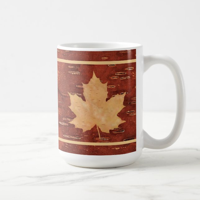 Caneca De Café Folha de Maple no Latido de Birch Interior (Direita)