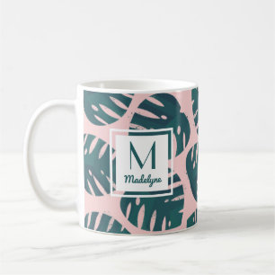 Caneca De Café Folha de Monstera Botânica Moderna Personalizada