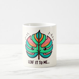 Caneca De Café Folha de monstera colorida