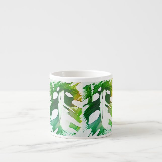Caneca de Café Folha de Monstro Delicioso Verde Pá (Frente)