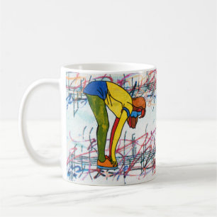 Caneca De Café Folha de música colorida para exercício de aquar