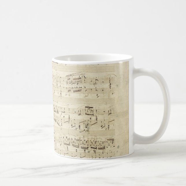 Caneca De Café Folha de música em pergaminho manuscrita a tinta (Direita)