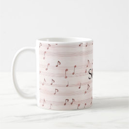 Caneca De Café Folha de Notas Musicais Rosa