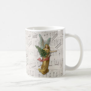 Caneca De Café Folha de Papel Vitoriano da Árvore Anjo de Natal D
