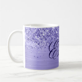 Caneca De Café Folha de Periwinkle da Glittery Personalizada