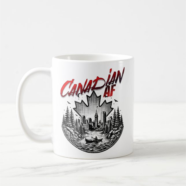 Caneca De Café Folha do Maple Canoeiro de Paisagem AF Canadense (Esquerda)