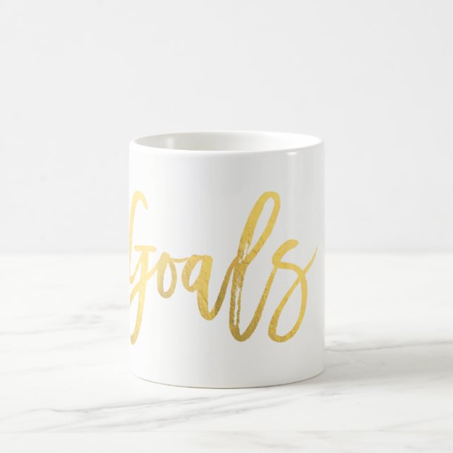Caneca De Café Folha Dourada GOALS Moderno Script Personalizado T (Centro)