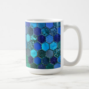 Caneca De Café Folha metálica luxuosa Folha azul Mel verde