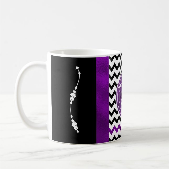 Caneca De Café Folha preta & roxa do teste padrão de Chevron do (Esquerda)
