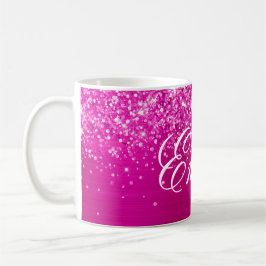 Caneca De Café Folha Rosa Quente da Glittery Personalizada