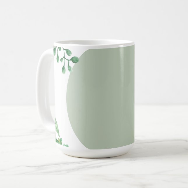 Caneca De Café Folha Verde Personalizada Florais 1 imagem (Frente Esquerda)