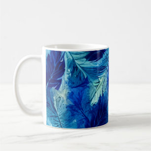 Caneca De Café Folhagem azul de marinho abstrato estética