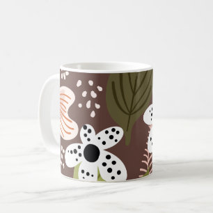 Caneca De Café Folhagem Bonito Moderna Deixa Padrão Floral