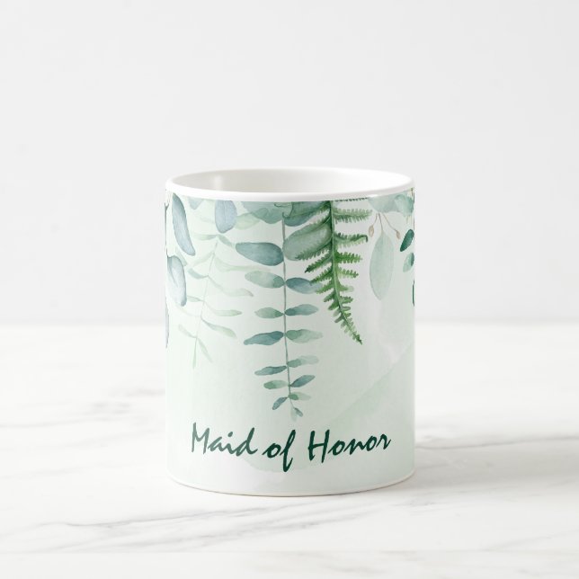 Caneca De Café Folhagem de eucalipto verde madrinha de casamento (Centro)