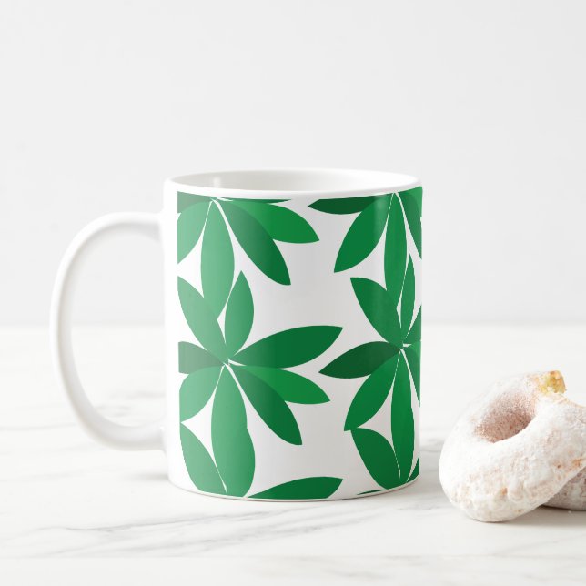 Caneca De Café Folhagem de Folhas Verdes (Com Donut)