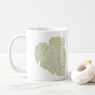 Caneca De Café Folhagem de Monstera em verde macio
