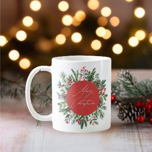 Caneca De Café Folhagem de Natal Elegante