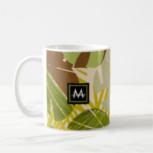 Caneca De Café Folhagem Marrom de Selva Desenhada à Mão  
