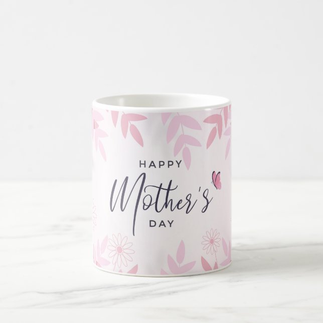 Caneca De Café Folhagem Rosa & Borboletas (Centro)