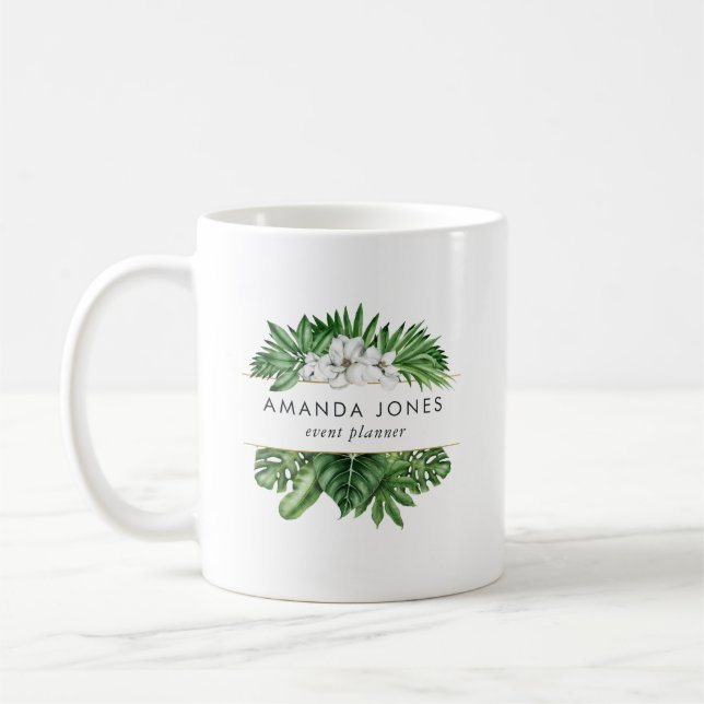Caneca De Café Folhagem Tropical Verde (Esquerda)