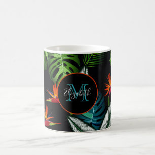 Caneca De Café Folhagem verde da floresta deixa preto