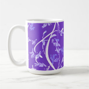 Caneca De Café Folhas Boho Chic Lavanda