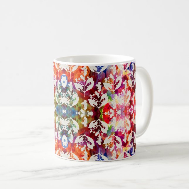 Caneca De Café Folhas botânicas abstratas (Frente Esquerda)
