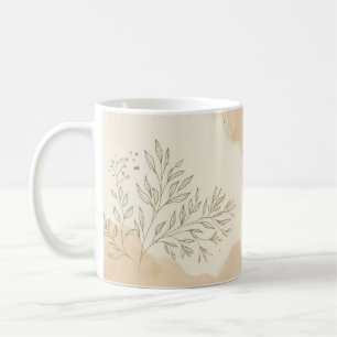 Caneca De Café Folhas Botânicas Aquarela Verde Elegante Natureza