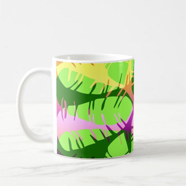 CANECA DE CAFÉ FOLHAS BOTÂNICAS DE ABSTRATO BANANA (Esquerda)